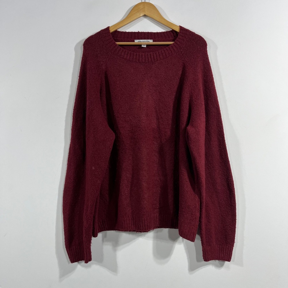 UO Heritage Grunge Preppy Chunky Burgundy Crewneck Knit Sweater Womens Large